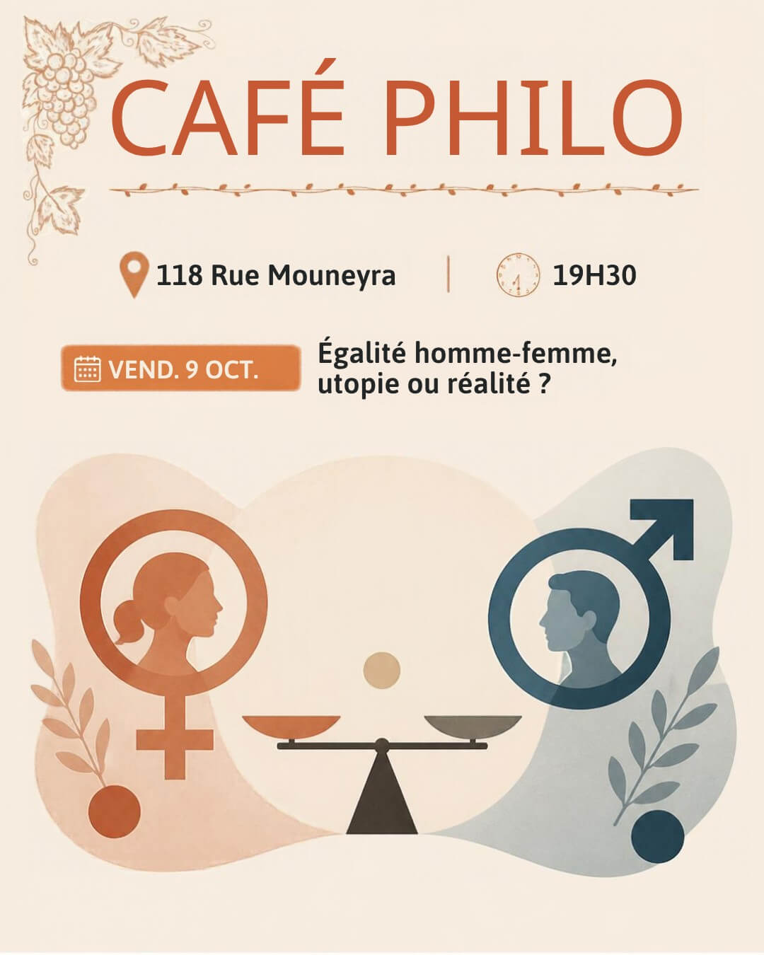 Café Philo – Égalité homme-femme : utopie ou réalité ? - événement Bordeaux